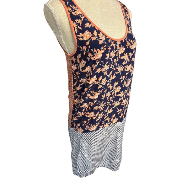 Joie Reversible Floral Silk Tank Dress XS Navy & Peach - Picture 3 of 9